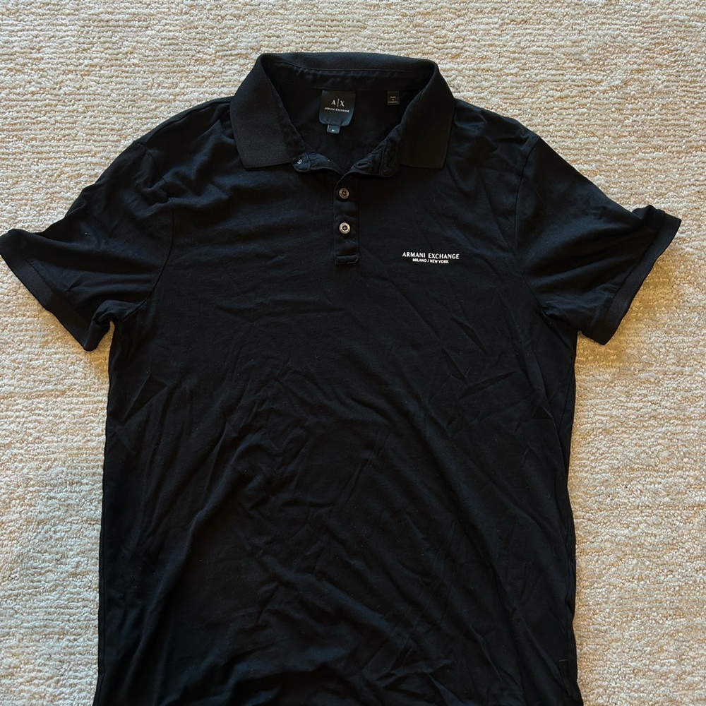 Armani Exchange Black Polo Shirt Casual Style